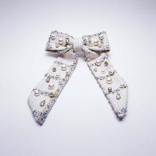 Pearl Metallic Tweed Hairclip Bow