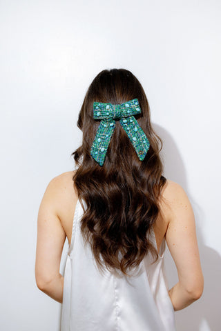 Kelly Tweed Hairclip Bow Small Embellished