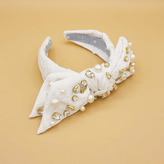 Embellished Iris Jacquard Bow Headband
