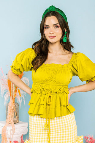 Chartreuse Peasant Top