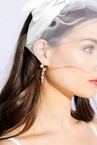 Iris Jacquard Bow Headband Veil