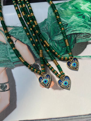 Evil Eye Heart Gemstone Necklace