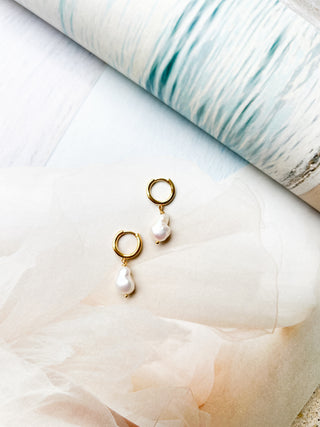 Abstract Pearl Huggie