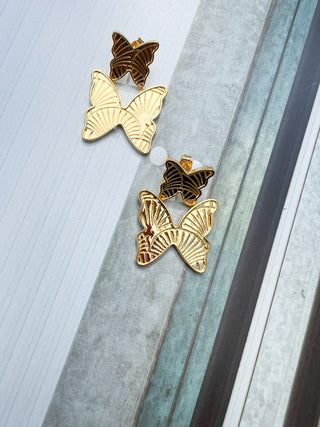 Textured Gold Butterfly Earring