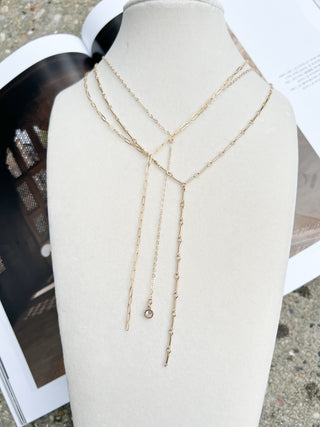 Cable Chain Gemstone Y Necklace