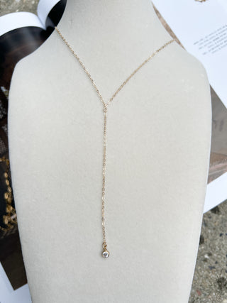 Cable Chain Gemstone Y Necklace