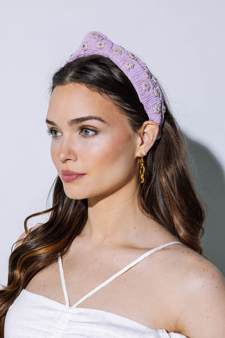 Accordion Jacquard Enamel Flower Knot Headband