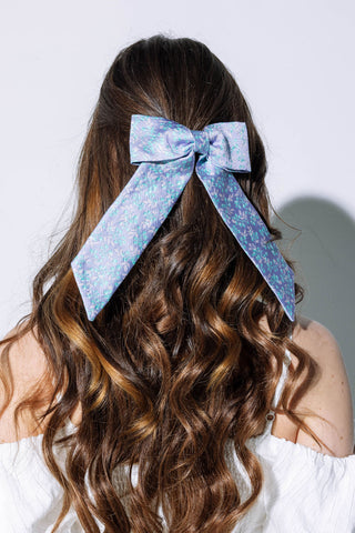 Sheer Floral Bow Hair Clip