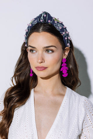 Embroidered Canvas Butterfly Knot with Embellishments
