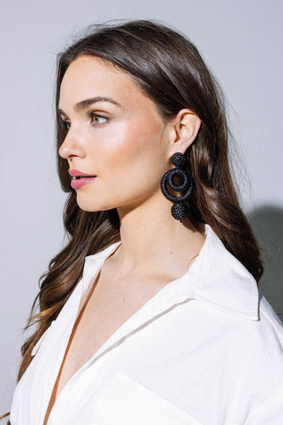 Raffia Double Hoop Drop