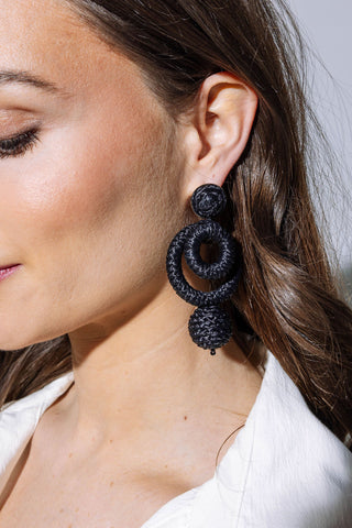 Raffia Double Hoop Drop