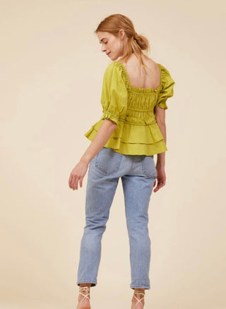 Chartreuse Peasant Top