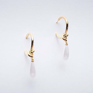 Holly Pearl Drop Knot Hoops