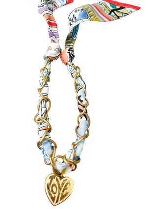 Scarf Necklace with Charm and Chain