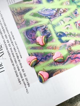 Pink Enamel Rainbow Heart