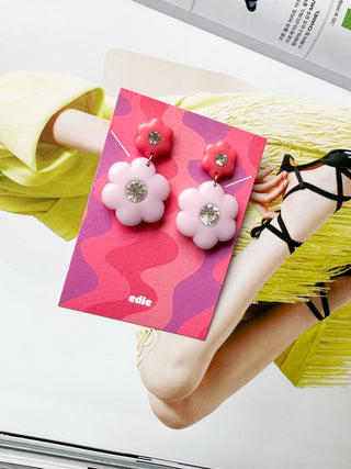 Enamel Colorblock Flower Drops