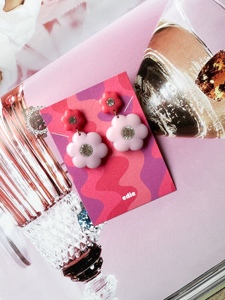 Enamel Colorblock Flower Drops