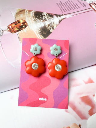 Enamel Colorblock Flower Drops