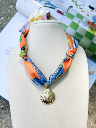 Scarf Necklace with Charm