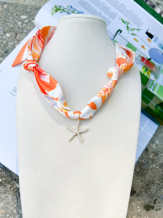 Scarf Necklace with Charm