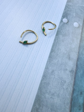 Emerald Tear Drop Hook Earring