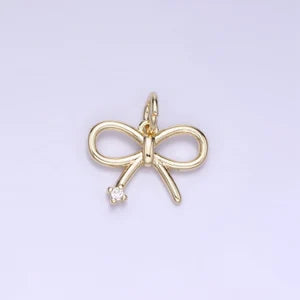 Dainty Bow Charm with Rhinestone