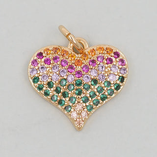 Rainbow CZ Heart Charm